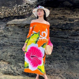 Rayon Dress Hand Painted Floral Design High Quality